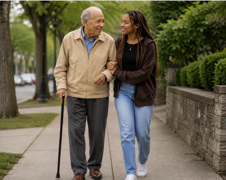 A family member receiving compassionate care and support